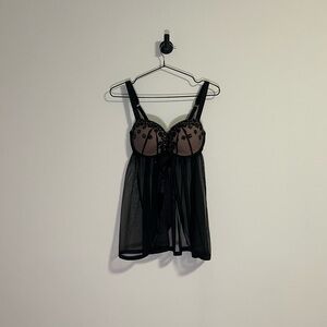 victoria secret black mesh babydoll top